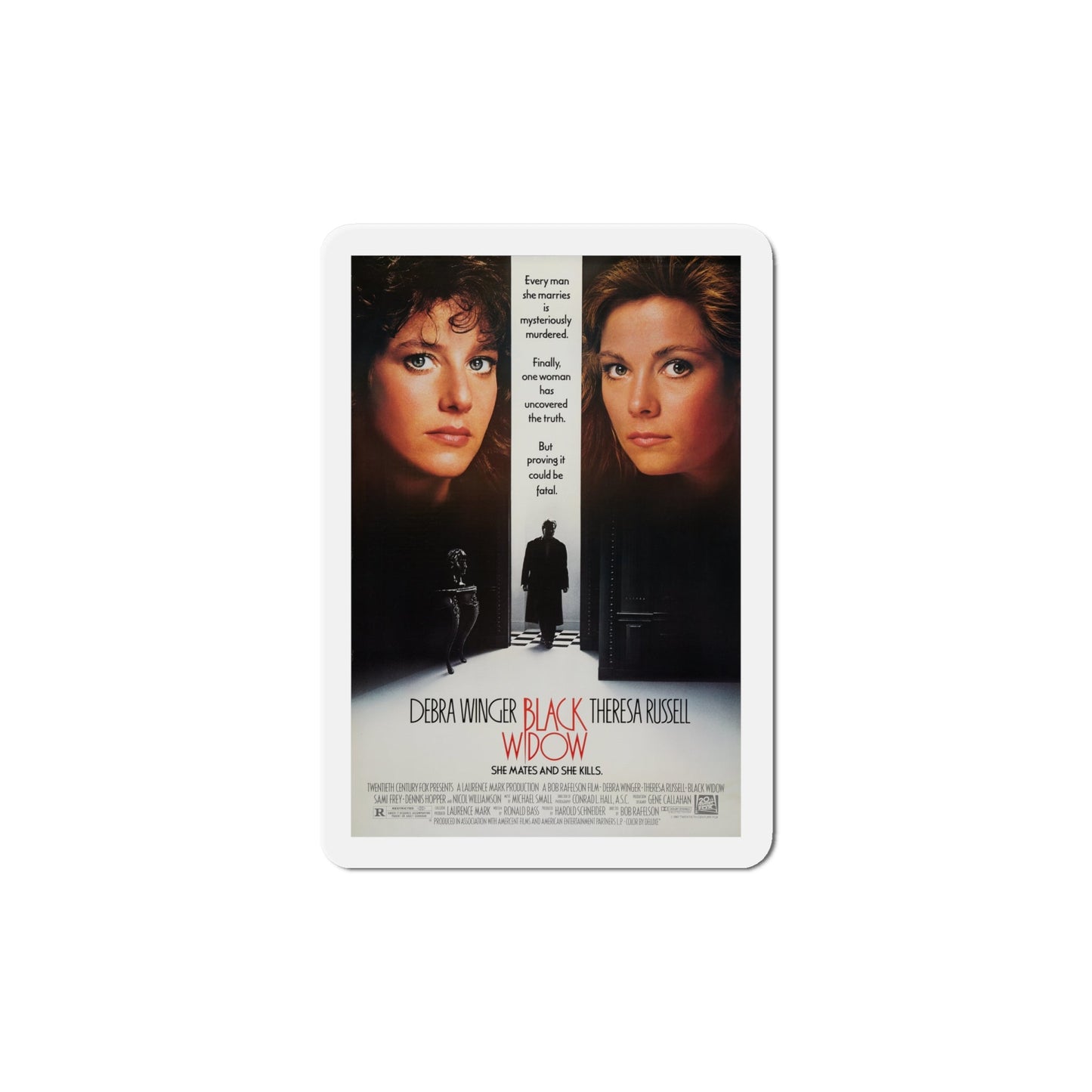 Black Widow 1987 Movie Poster Die-Cut Magnet-6 × 6"-The Sticker Space