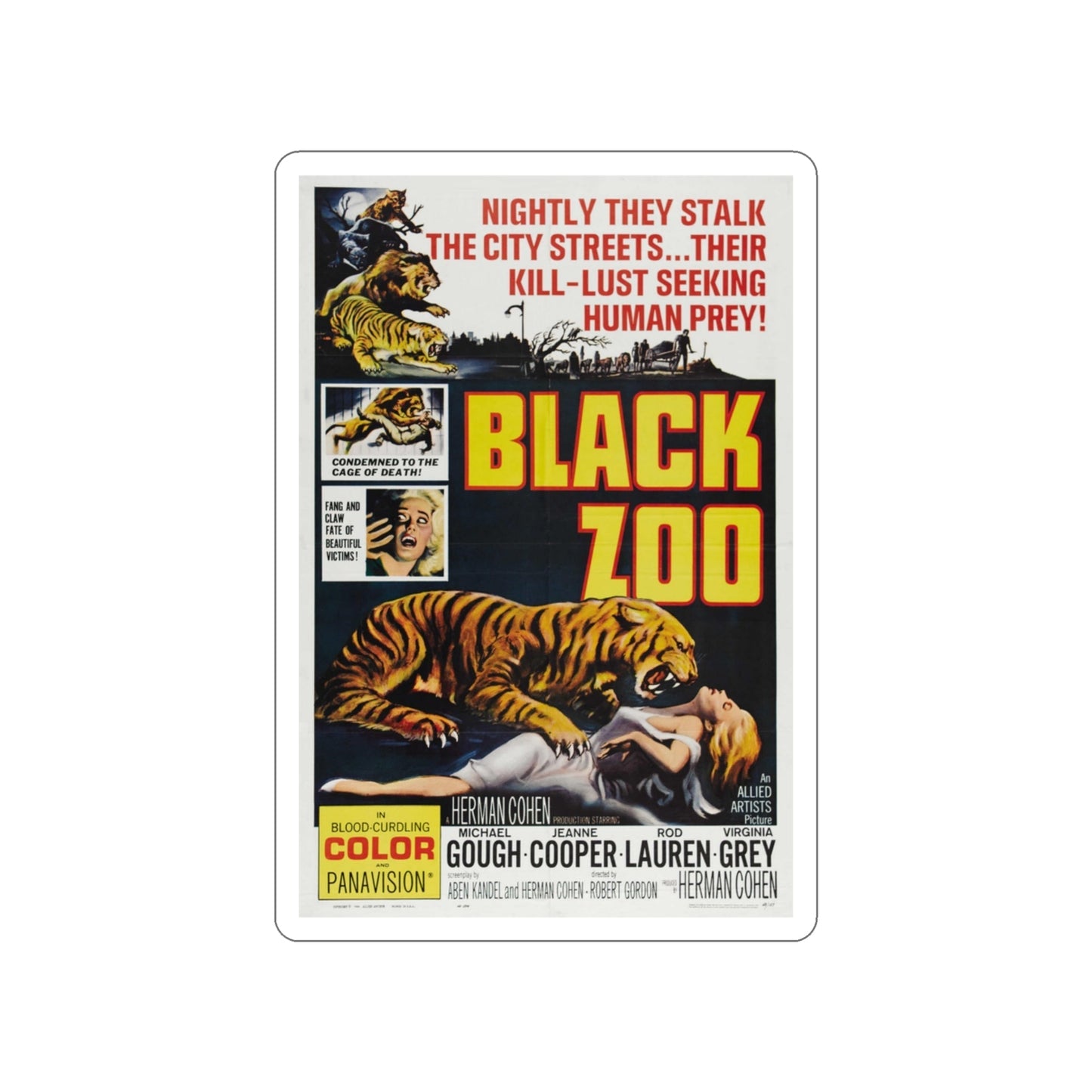 BLACK ZOO 1963 Movie Poster STICKER Vinyl Die-Cut Decal-3 Inch-The Sticker Space