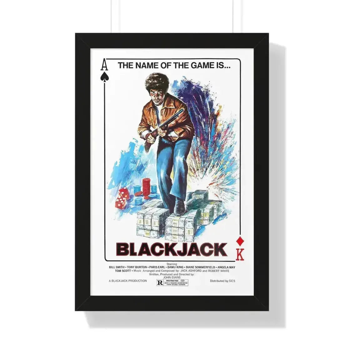 BLACKJACK 1978 - Framed Movie Poster 16″ x 24″ Black - The Sticker Space