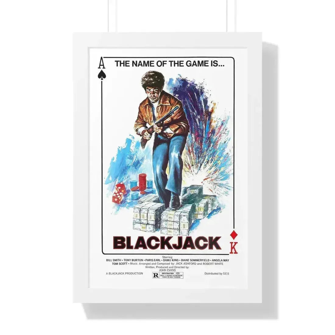 BLACKJACK 1978 - Framed Movie Poster 16″ x 24″ White - The Sticker Space