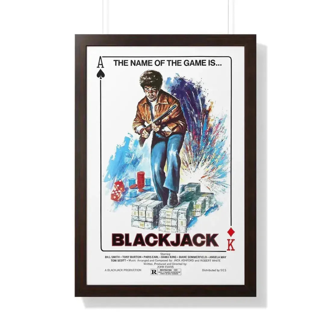 BLACKJACK 1978 - Framed Movie Poster 20" x 30" Walnut - The Sticker Space