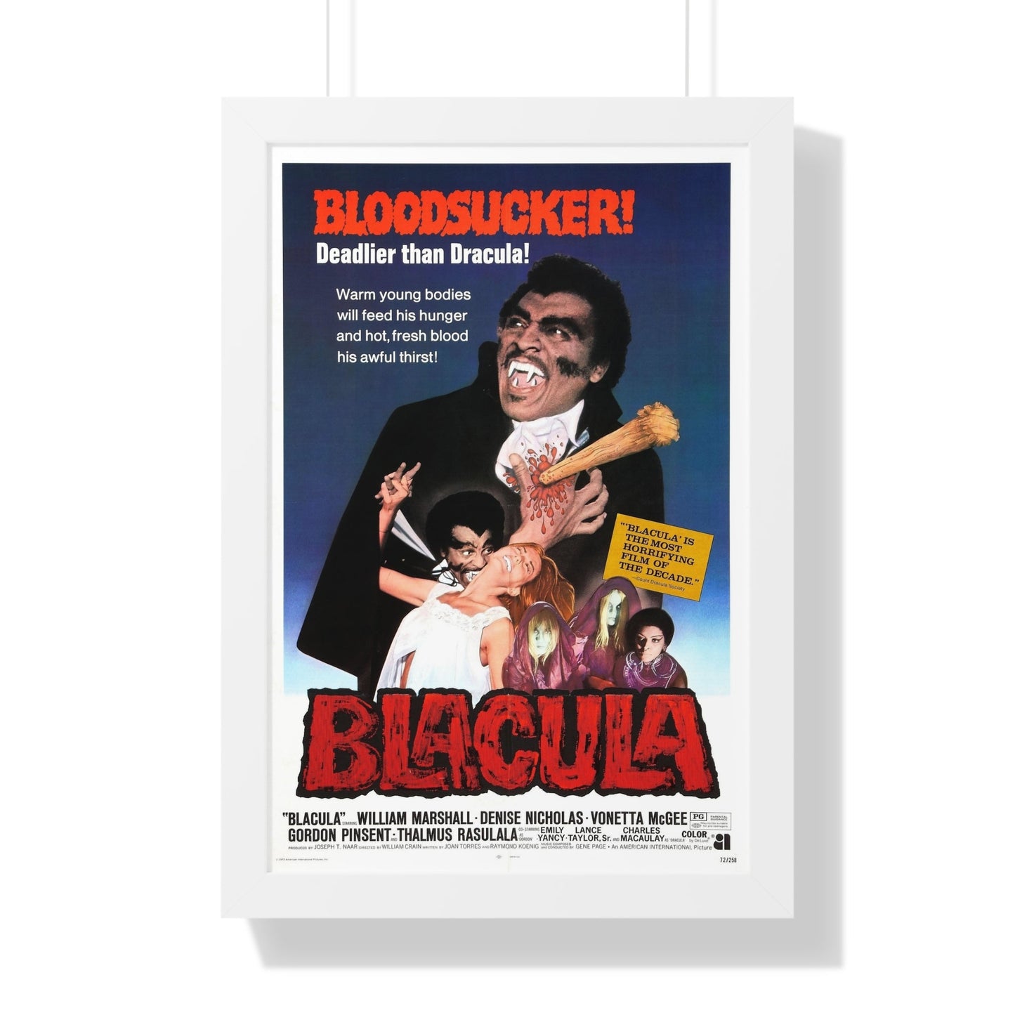 BLACULA 1972 - Framed Movie Poster-16″ x 24″-The Sticker Space