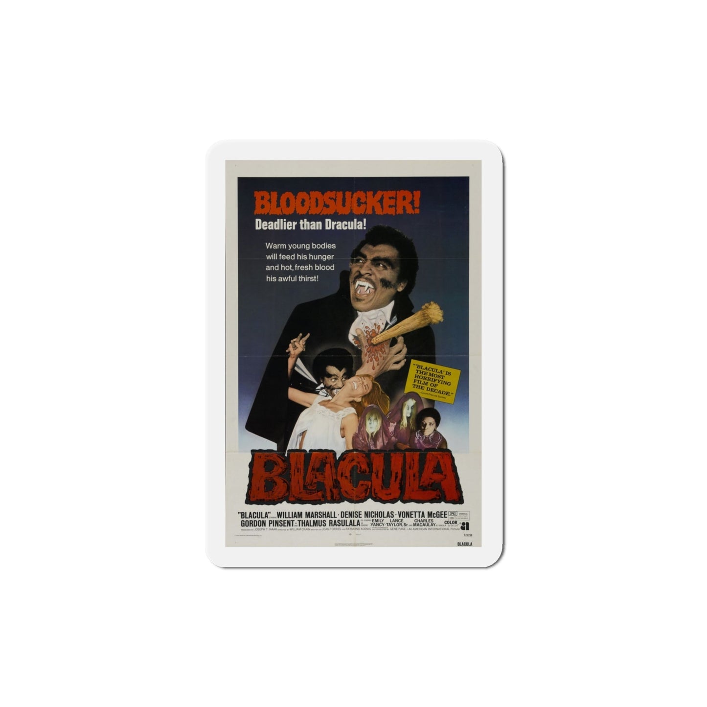 Blacula 1972 Movie Poster Die-Cut Magnet-4 Inch-The Sticker Space