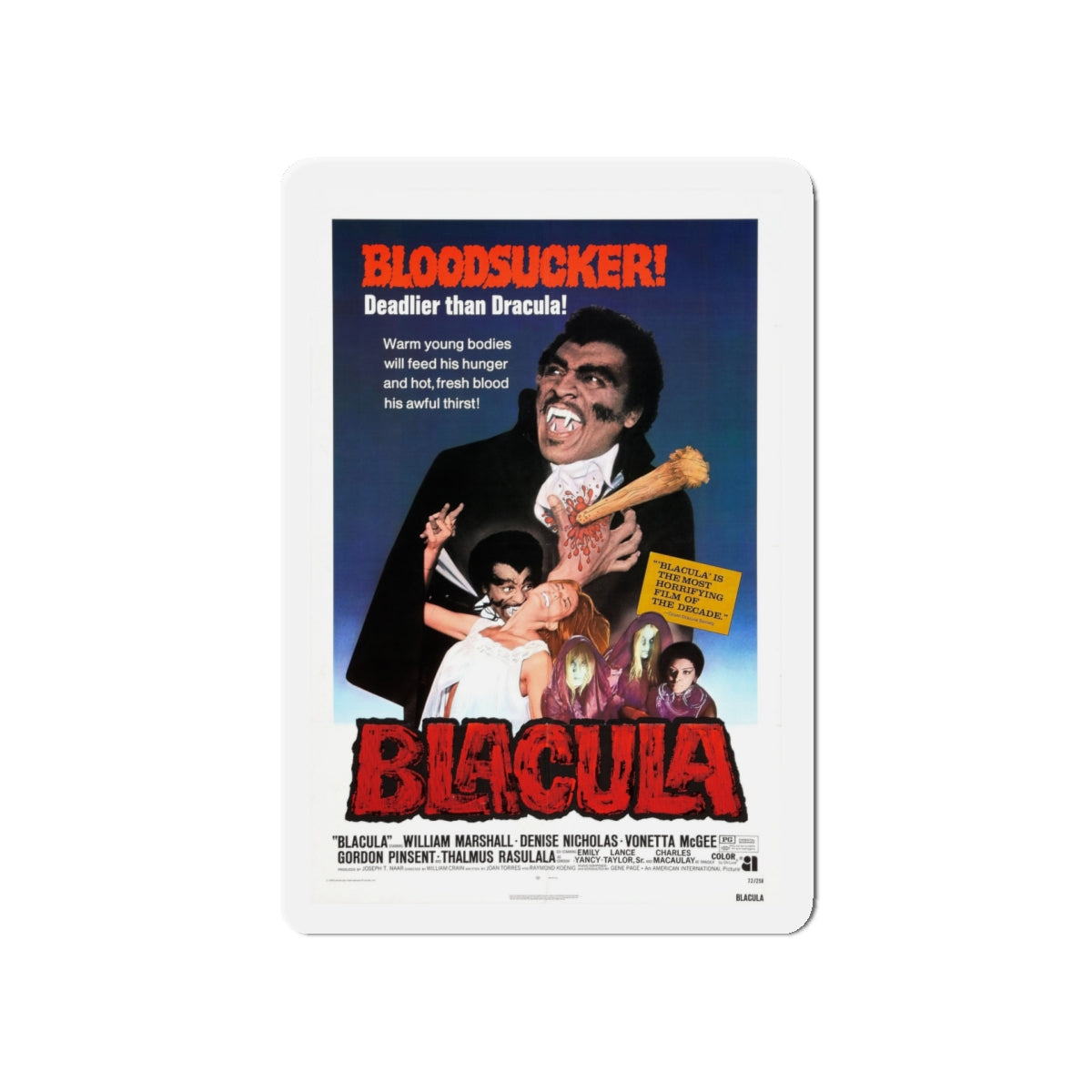 BLACULA 1972 Movie Poster - Die-Cut Magnet-5" x 5"-The Sticker Space