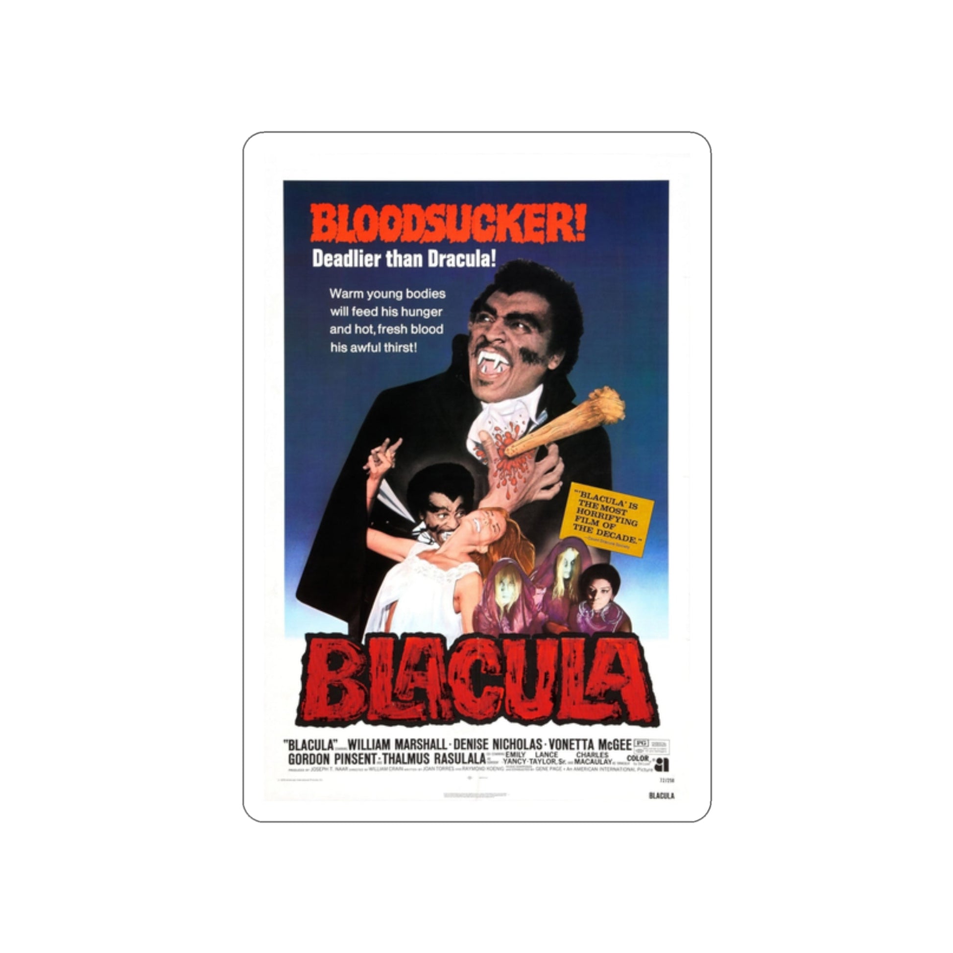 BLACULA 1972 Movie Poster STICKER Vinyl Die-Cut Decal-2 Inch-The Sticker Space