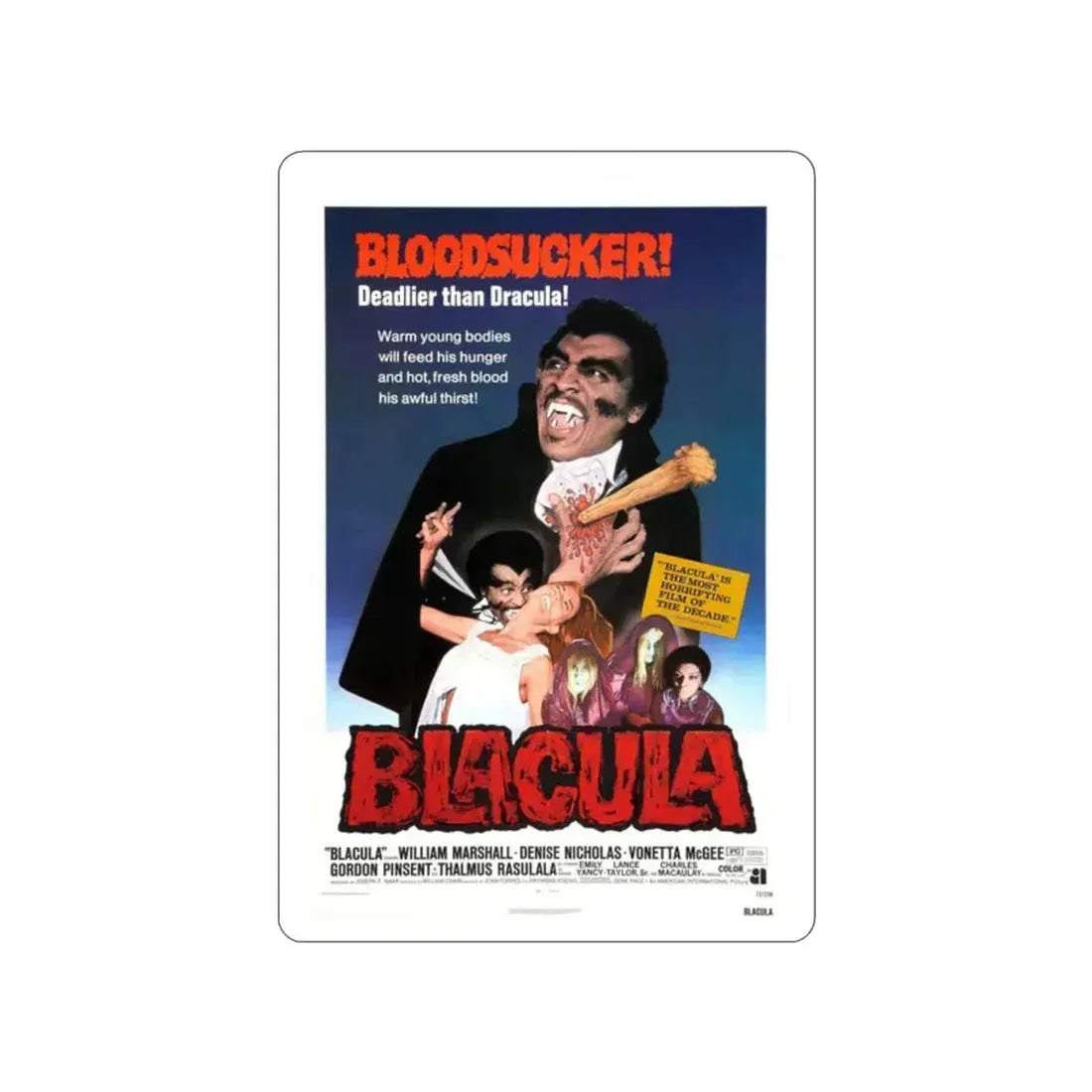 BLACULA 1972 Movie Poster STICKER Vinyl Die-Cut Decal 2 Inch - The Sticker Space
