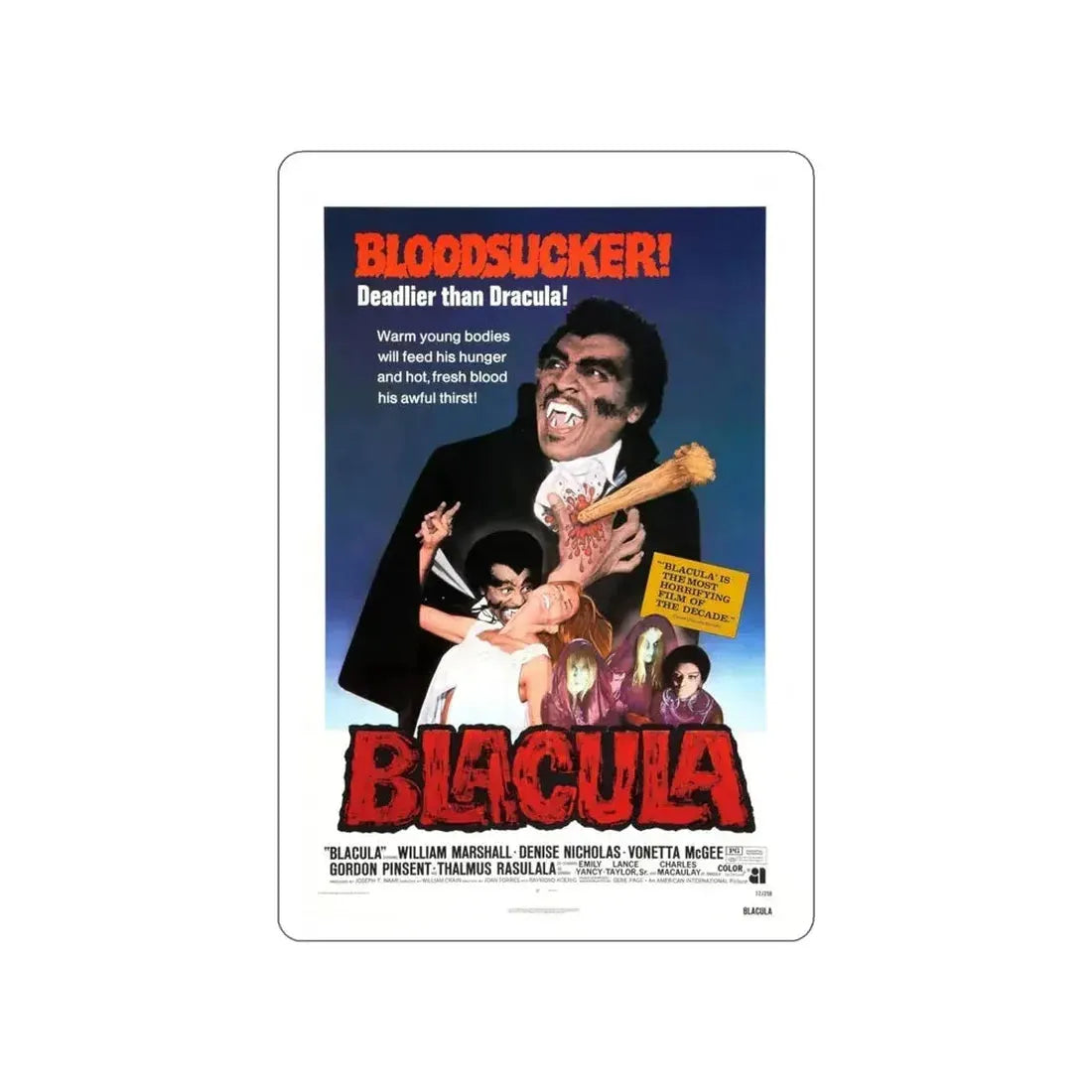 BLACULA 1972 Movie Poster STICKER Vinyl Die-Cut Decal - The Sticker Space