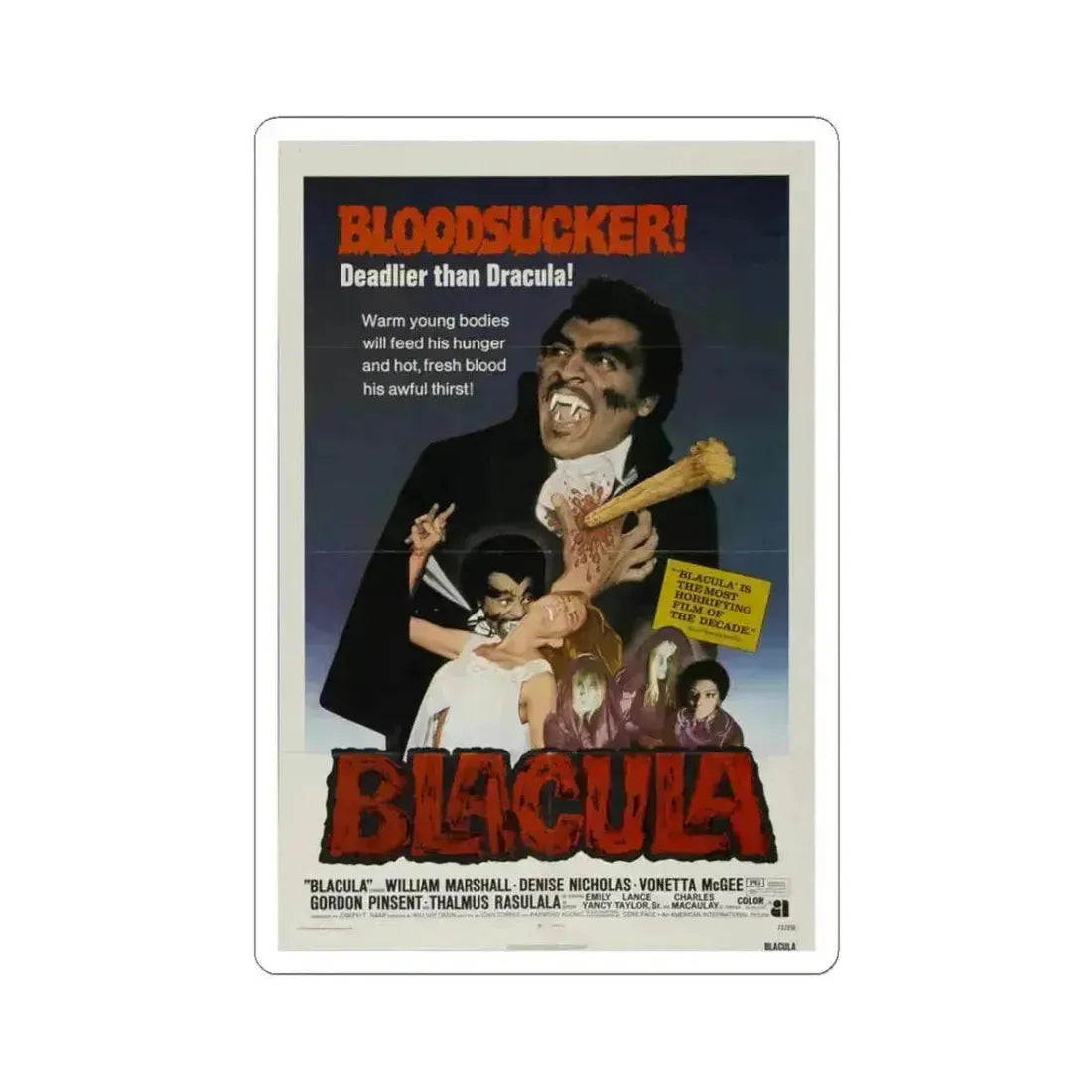 Blacula 1972 Movie Poster - STICKER Vinyl Kiss-Cut Decal 3 Inch White - The Sticker Space