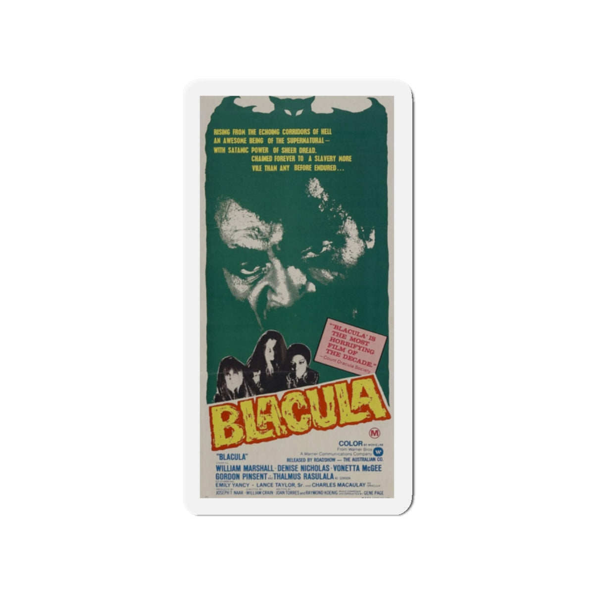 BLACULA (2) 1972 Movie Poster - Die-Cut Magnet-2" x 2"-The Sticker Space