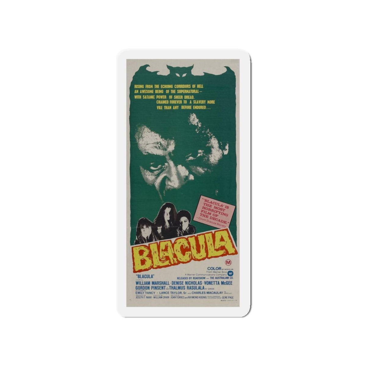 BLACULA (2) 1972 Movie Poster - Die-Cut Magnet-3" x 3"-The Sticker Space