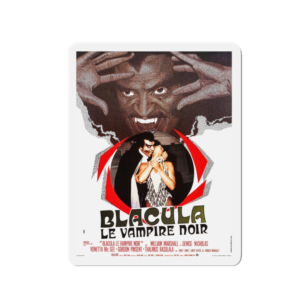 BLACULA (FRENCH) 1972 Movie Poster - Die-Cut Magnet-4" x 4"-The Sticker Space