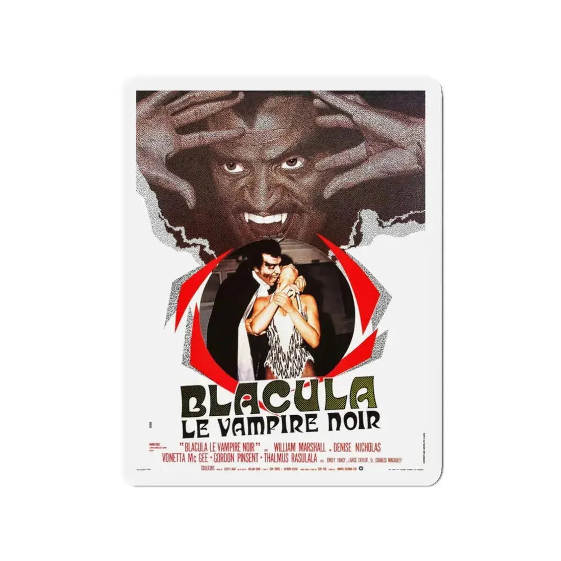 BLACULA (FRENCH) 1972 Movie Poster - Refrigerator Magnet 3 Inch - The Sticker Space