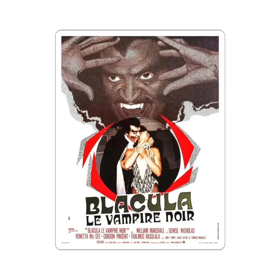 BLACULA (FRENCH) 1972 Movie Poster - STICKER Vinyl Kiss-Cut Decal 6 Inch White - The Sticker Space