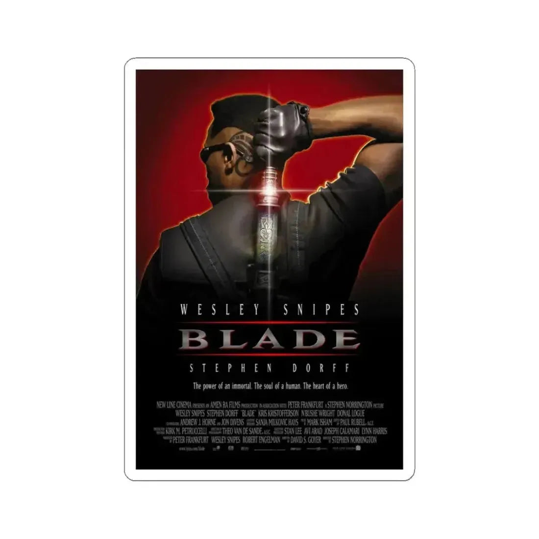 Blade 1998 Movie Poster - STICKER Vinyl Kiss-Cut Decal 3 Inch White - The Sticker Space