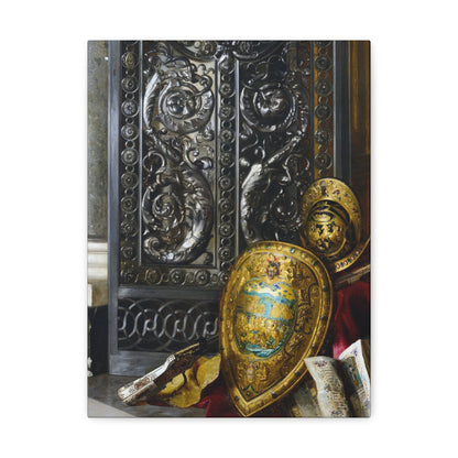 Blaise Alexandre Desgoffe (1830-1901) Le casque et le bouclier de Charles IX - Canvas Wall Art-12″ x 16″-The Sticker Space