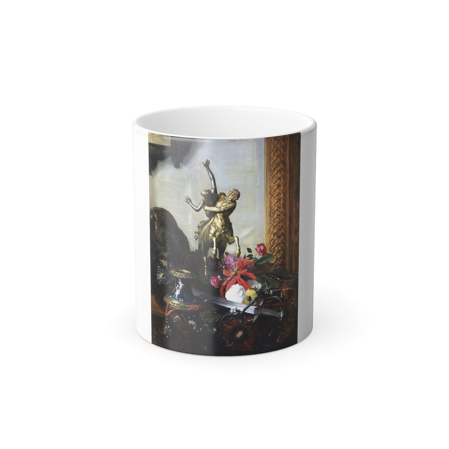 Blaise Alexandre Desgoffe (1830-1901) Still Life with a Bronze Statue - 1869 - Color Changing Mug 11oz-11oz-The Sticker Space