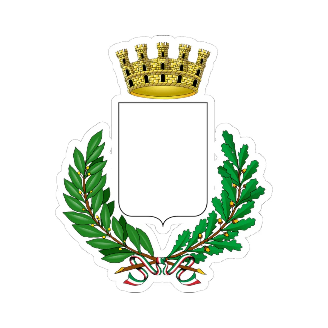 Blank - Italy city-Stemma (Italy) (Coat of Arms) STICKER Vinyl Kiss-Cut Decal 4 Inch White - The Sticker Space