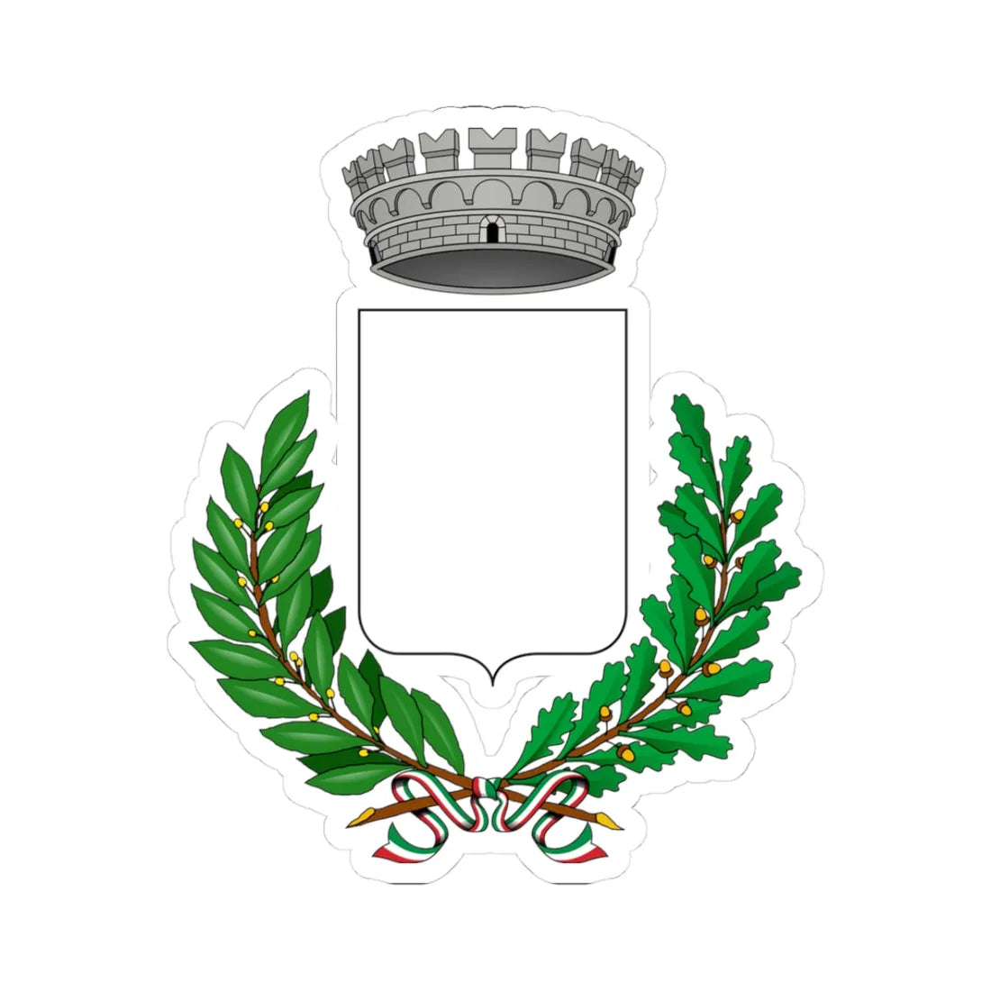 Blank - Italy municipality-Stemma (Italy) (Coat of Arms) STICKER Vinyl Kiss-Cut Decal 3 Inch White - The Sticker Space