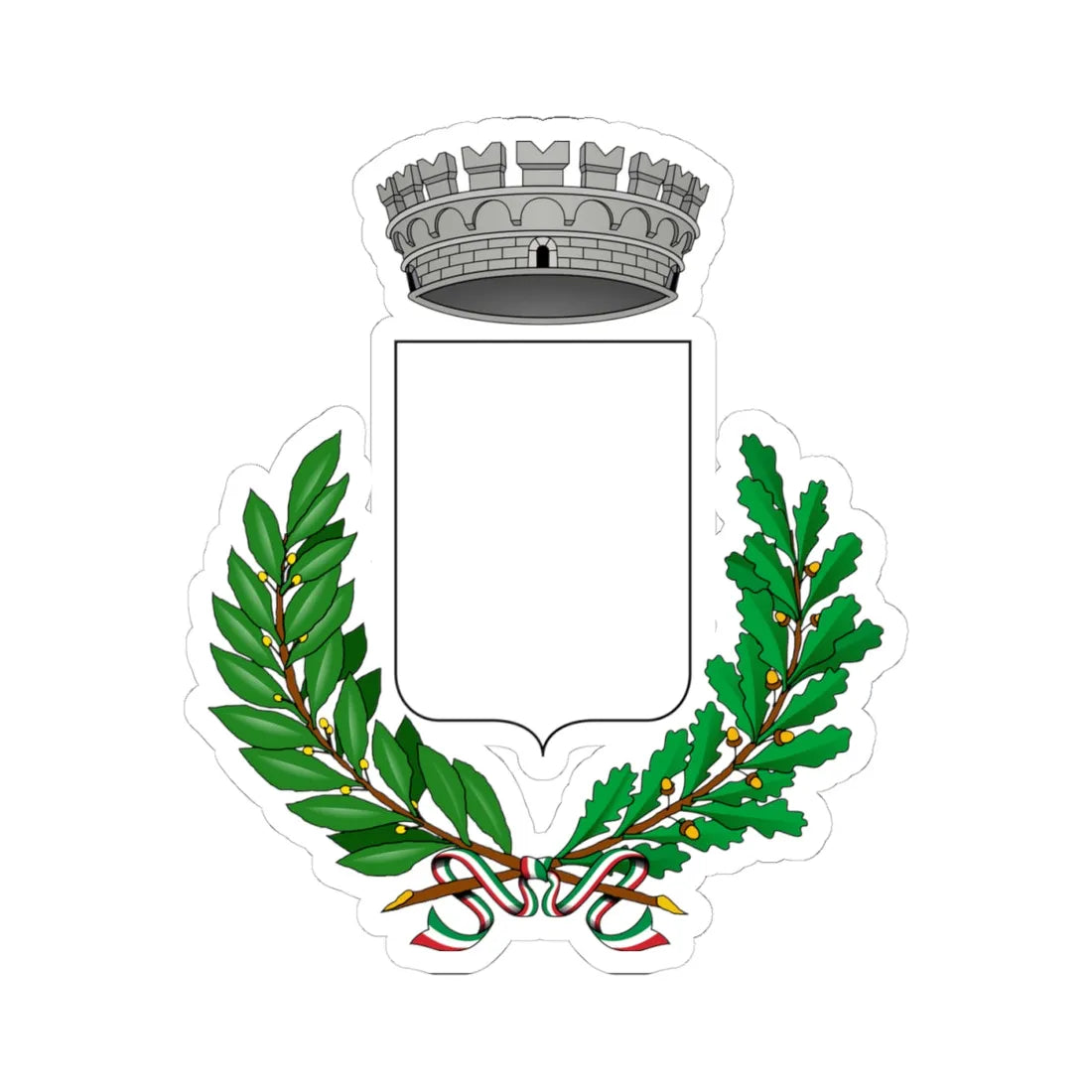 Blank - Italy municipality-Stemma (Italy) (Coat of Arms) STICKER Vinyl Kiss-Cut Decal 4 Inch White - The Sticker Space