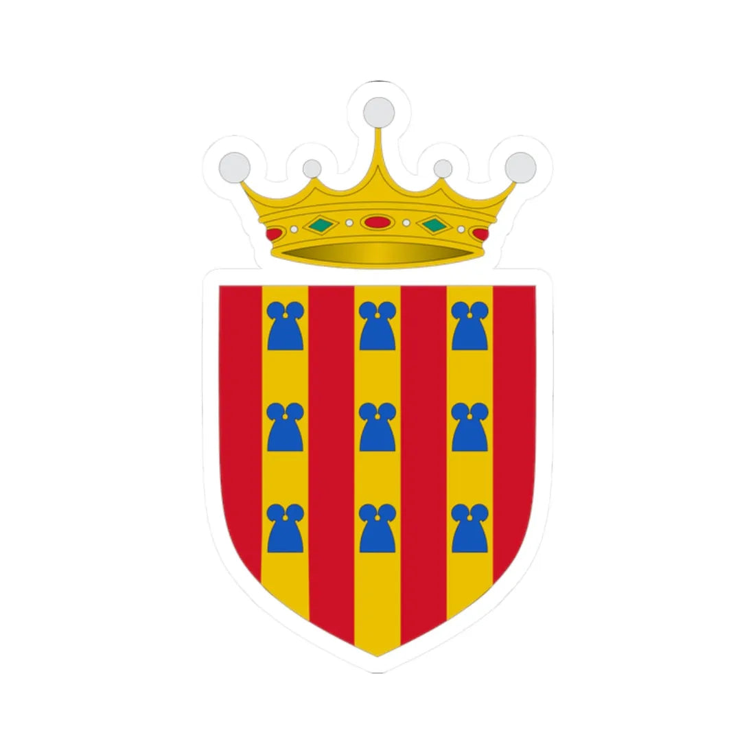 Blasón del Vizcondado de Rocabertí (Spain) (Coat of Arms) STICKER Vinyl Kiss-Cut Decal 2 Inch White - The Sticker Space