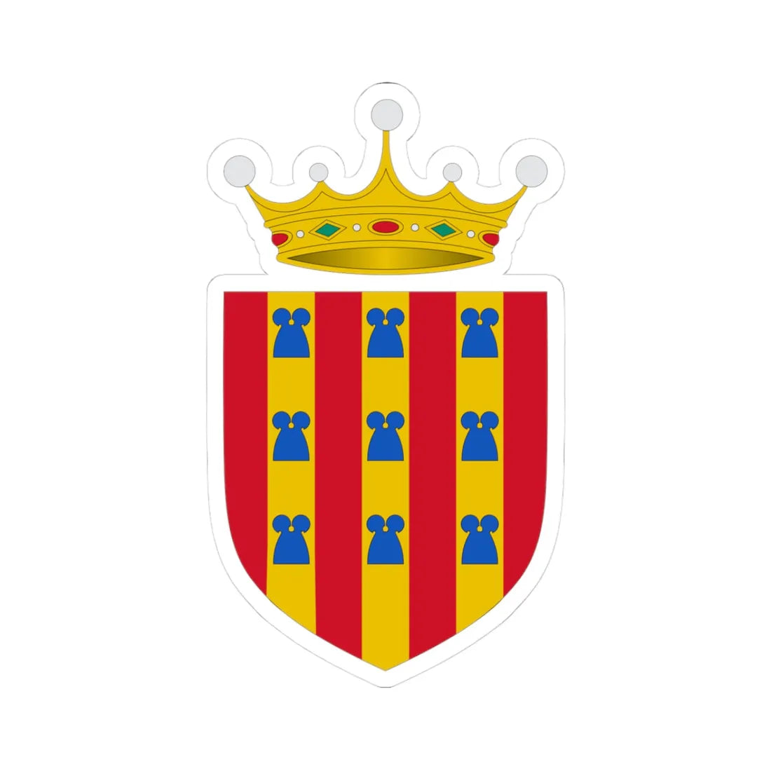 Blasón del Vizcondado de Rocabertí (Spain) (Coat of Arms) STICKER Vinyl Kiss-Cut Decal 3 Inch White - The Sticker Space