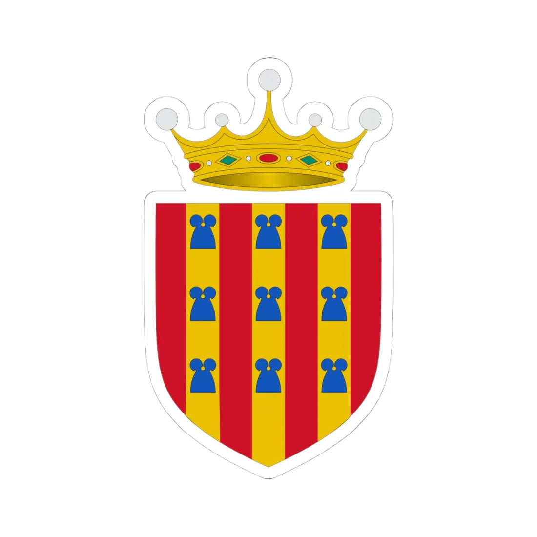 Blasón del Vizcondado de Rocabertí (Spain) (Coat of Arms) STICKER Vinyl Kiss-Cut Decal 4 Inch White - The Sticker Space