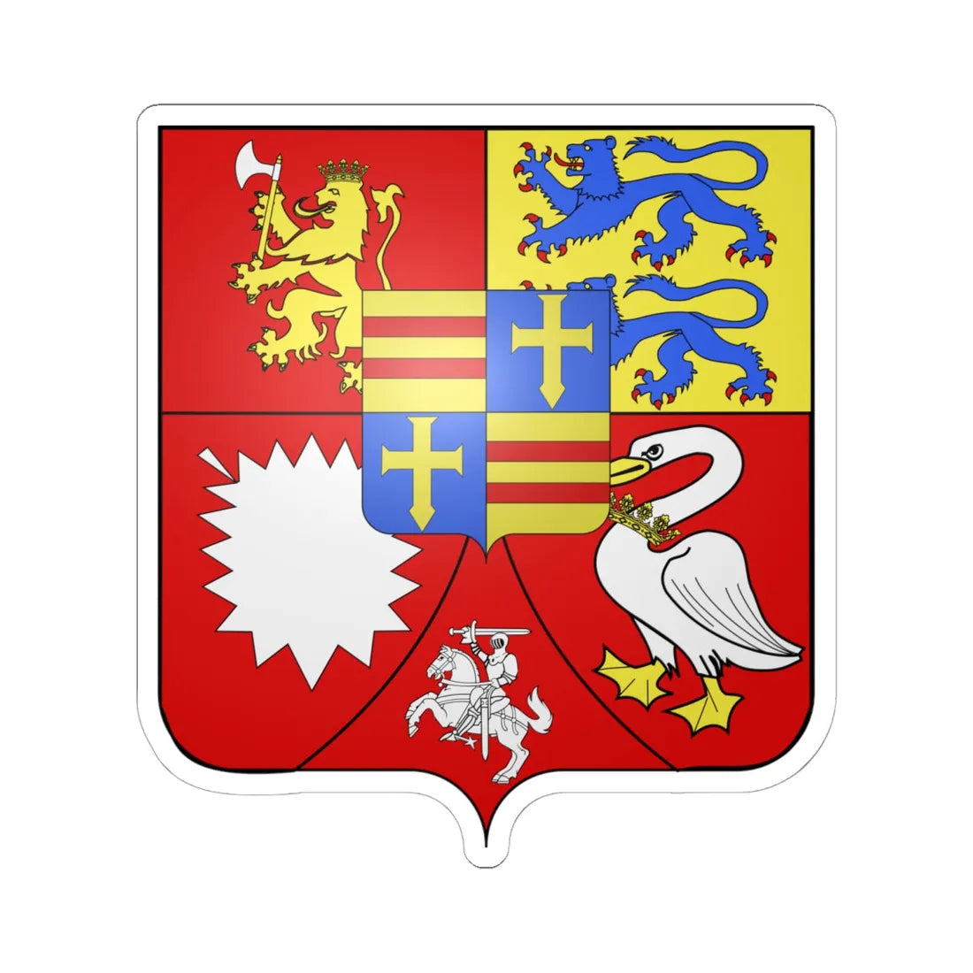 Blason Adolphe de Holstein-Gottorp (Denmark) (Coat of Arms) STICKER Vinyl Kiss-Cut Decal 6 Inch White - The Sticker Space