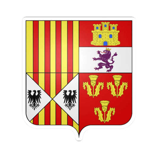 Blason Alphonse dAragon y Portugal 1489-1562 duc de Segorbe (Spain) (Coat of Arms) STICKER Vinyl Kiss-Cut Decal 2 Inch White - The Sticker Space