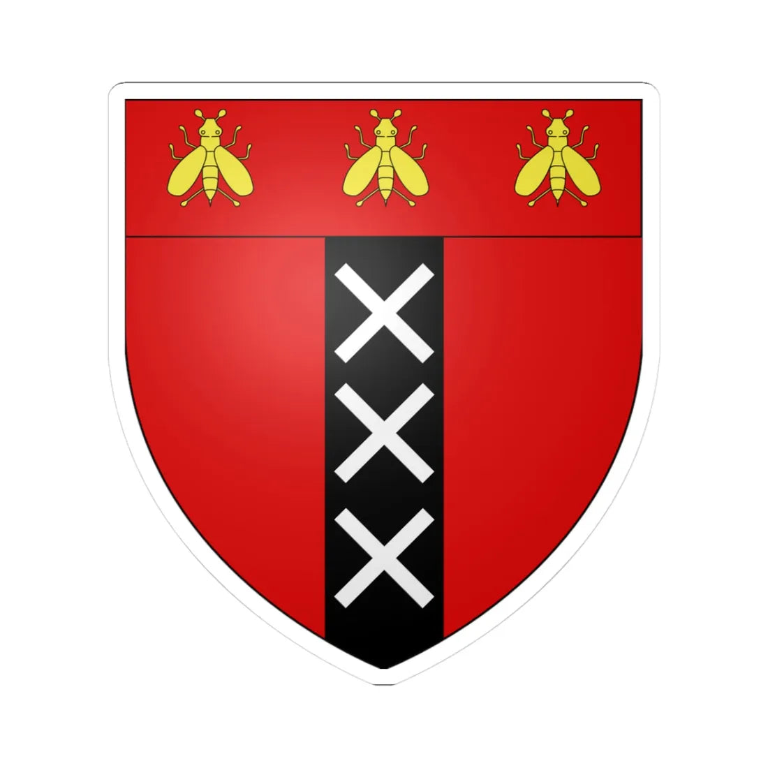 Blason Amsterdam Empire sans ornements (Netherlands) (Coat of Arms) STICKER Vinyl Kiss-Cut Decal 3 Inch White - The Sticker Space