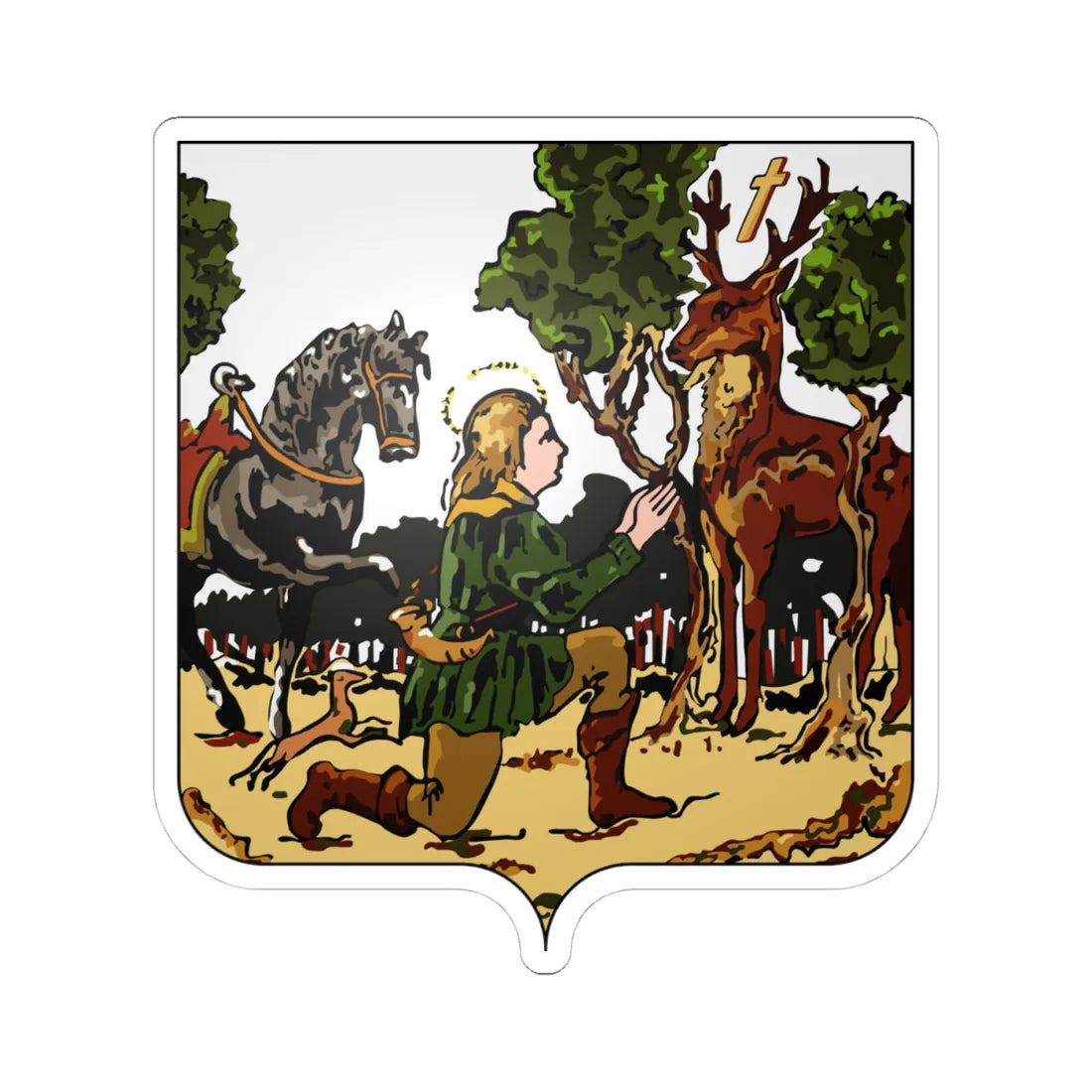 Blason Aubel (Belgium) (Coat of Arms) STICKER Vinyl Kiss-Cut Decal 4 Inch White - The Sticker Space