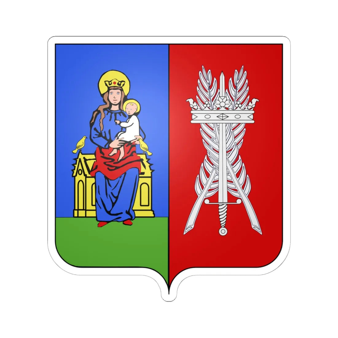 Blason Auderghem (Belgium) (Coat of Arms) STICKER Vinyl Kiss-Cut Decal 6 Inch White - The Sticker Space