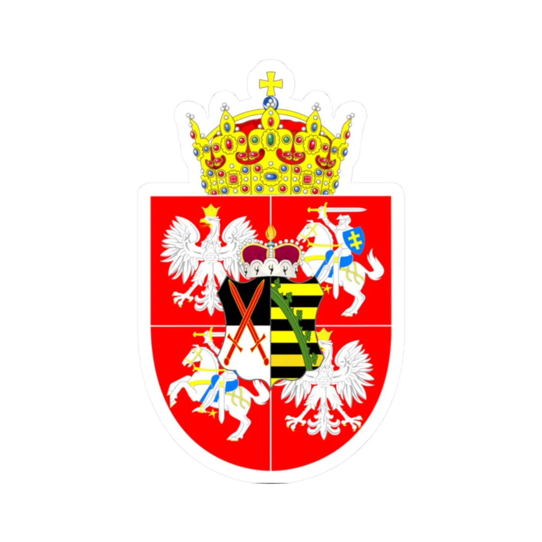 Blason Auguste II de Pologne 1670-1733 (Lithuania) (Coat of Arms) STICKER Vinyl Kiss-Cut Decal 2 Inch White - The Sticker Space