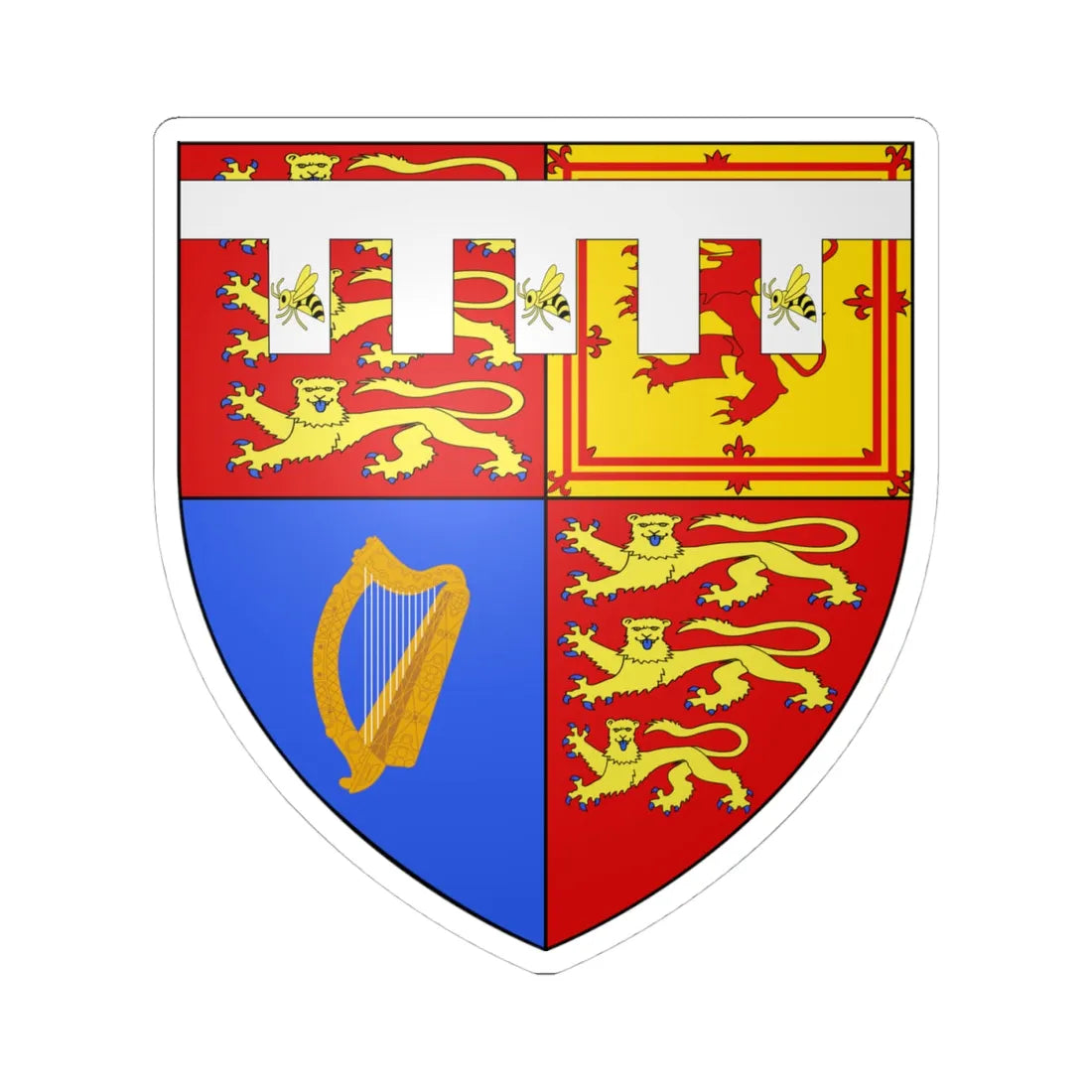 Blason Beatrice dYork (United Kingdom) (Coat of Arms) STICKER Vinyl Kiss-Cut Decal 4 Inch White - The Sticker Space