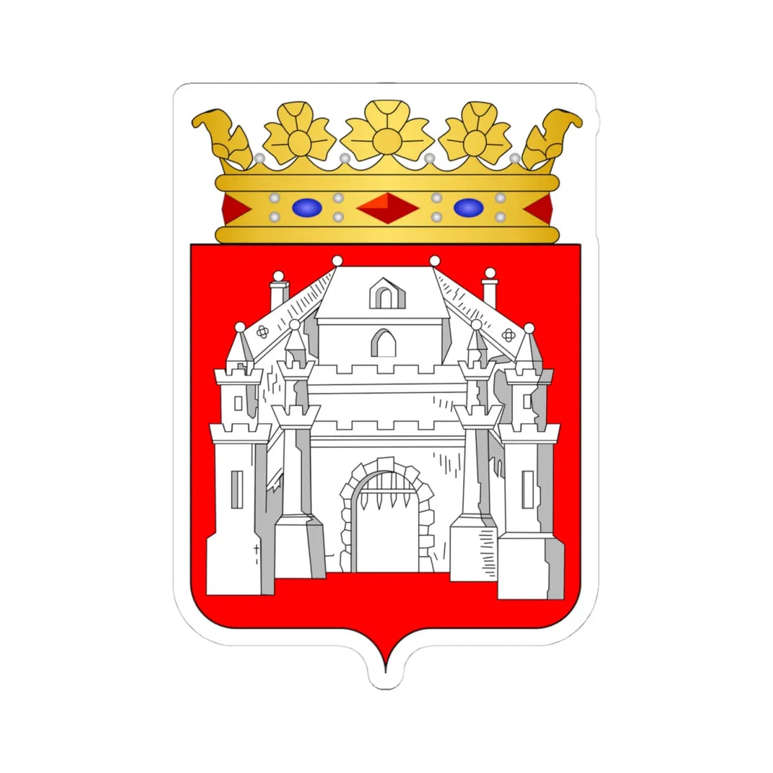 Blason Beaumont Hainaut (Belgium) (Coat of Arms) STICKER Vinyl Kiss-Cut Decal 4 Inch White - The Sticker Space