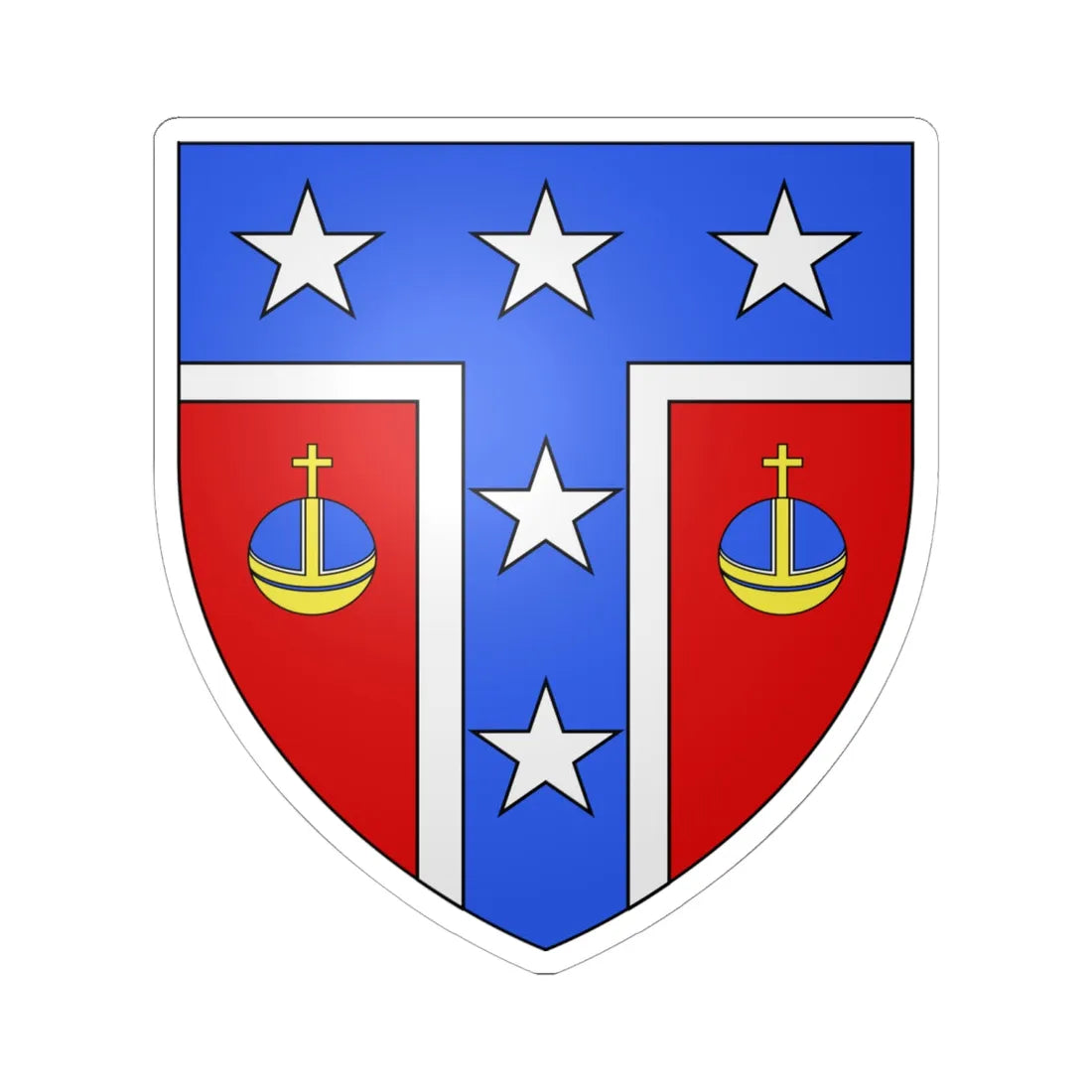 Blason ca ville Saint-CômeLinière (Canada) (Coat of Arms) STICKER Vinyl Kiss-Cut Decal 6 Inch White - The Sticker Space