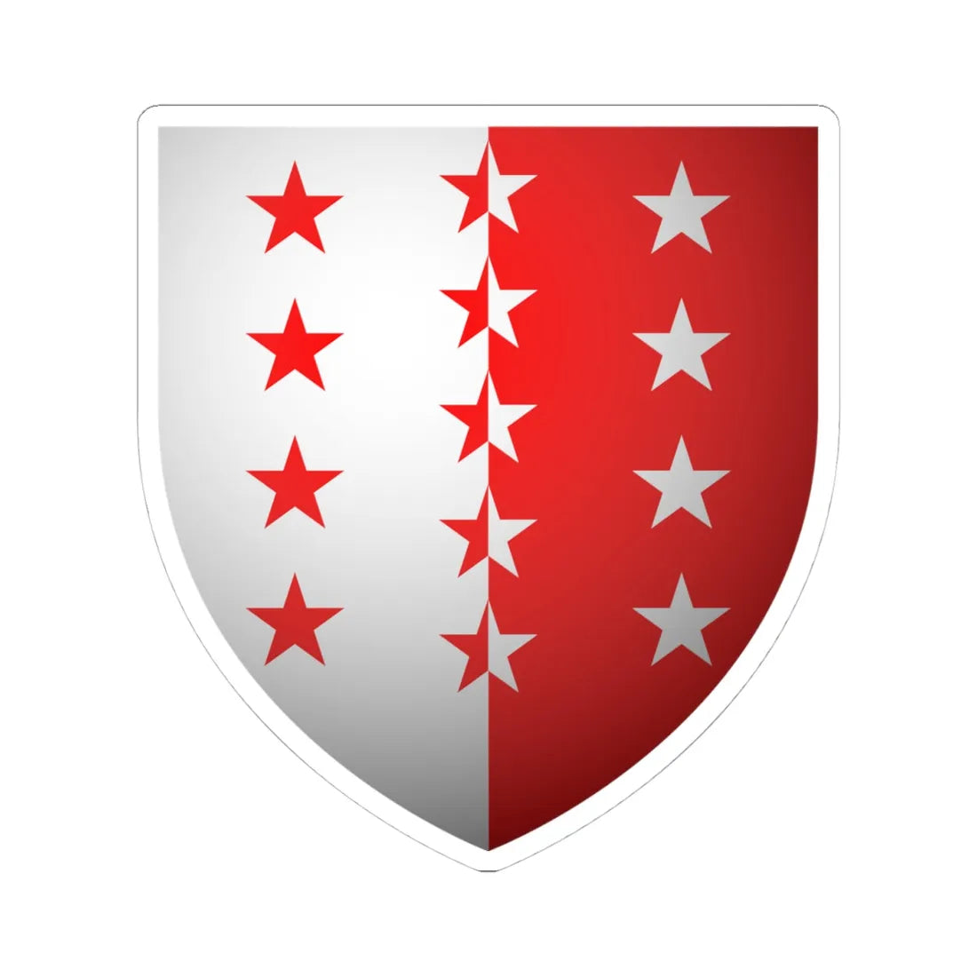Blason Canton Valais 3D (Switzerland) (Coat of Arms) STICKER Vinyl Kiss-Cut Decal 4 Inch White - The Sticker Space