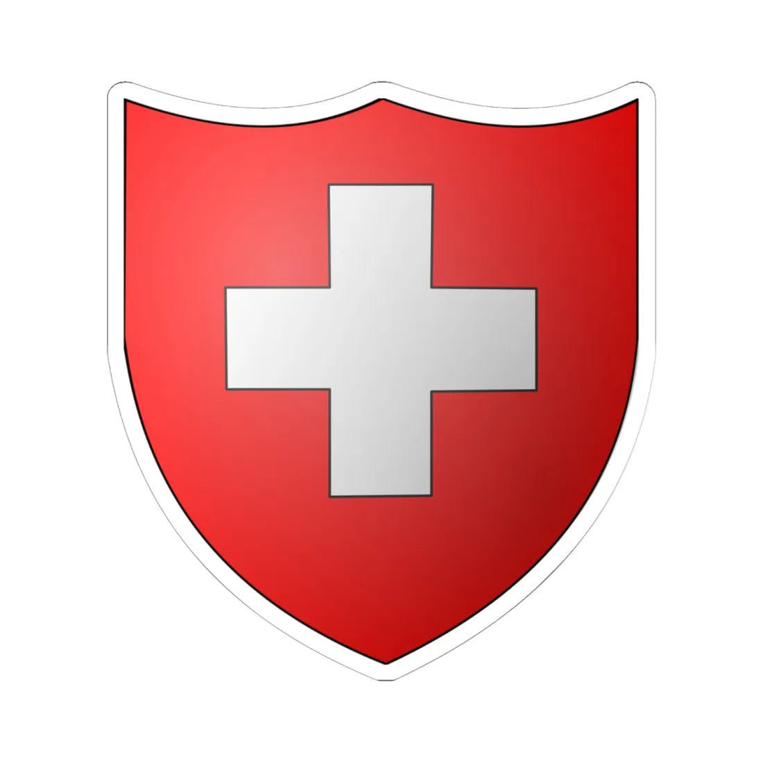 Blason-CH-3D-SUISSE-001 (Switzerland) (Coat of Arms) STICKER Vinyl Kiss-Cut Decal 6 Inch White - The Sticker Space