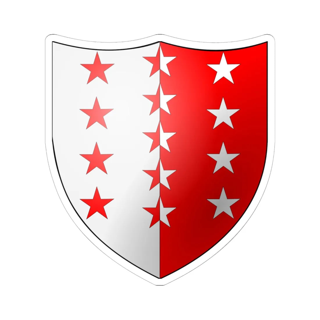 Blason-CH-Canton-Valais (Switzerland) (Coat of Arms) STICKER Vinyl Kiss-Cut Decal 6 Inch White - The Sticker Space