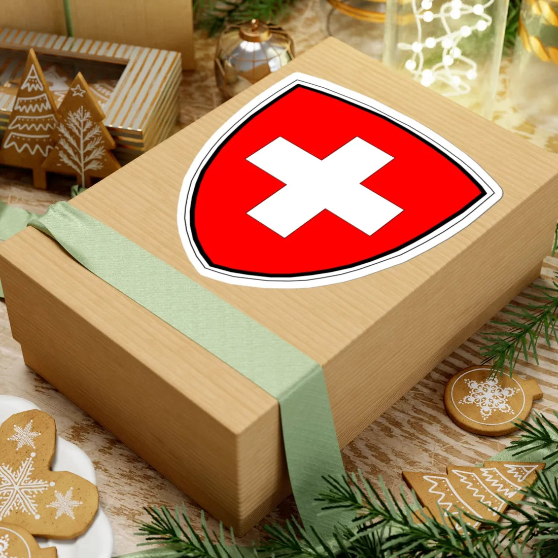 Blason-CH-Suisse-Bordure (Switzerland) (Coat of Arms) STICKER Vinyl Kiss-Cut Decal - The Sticker Space