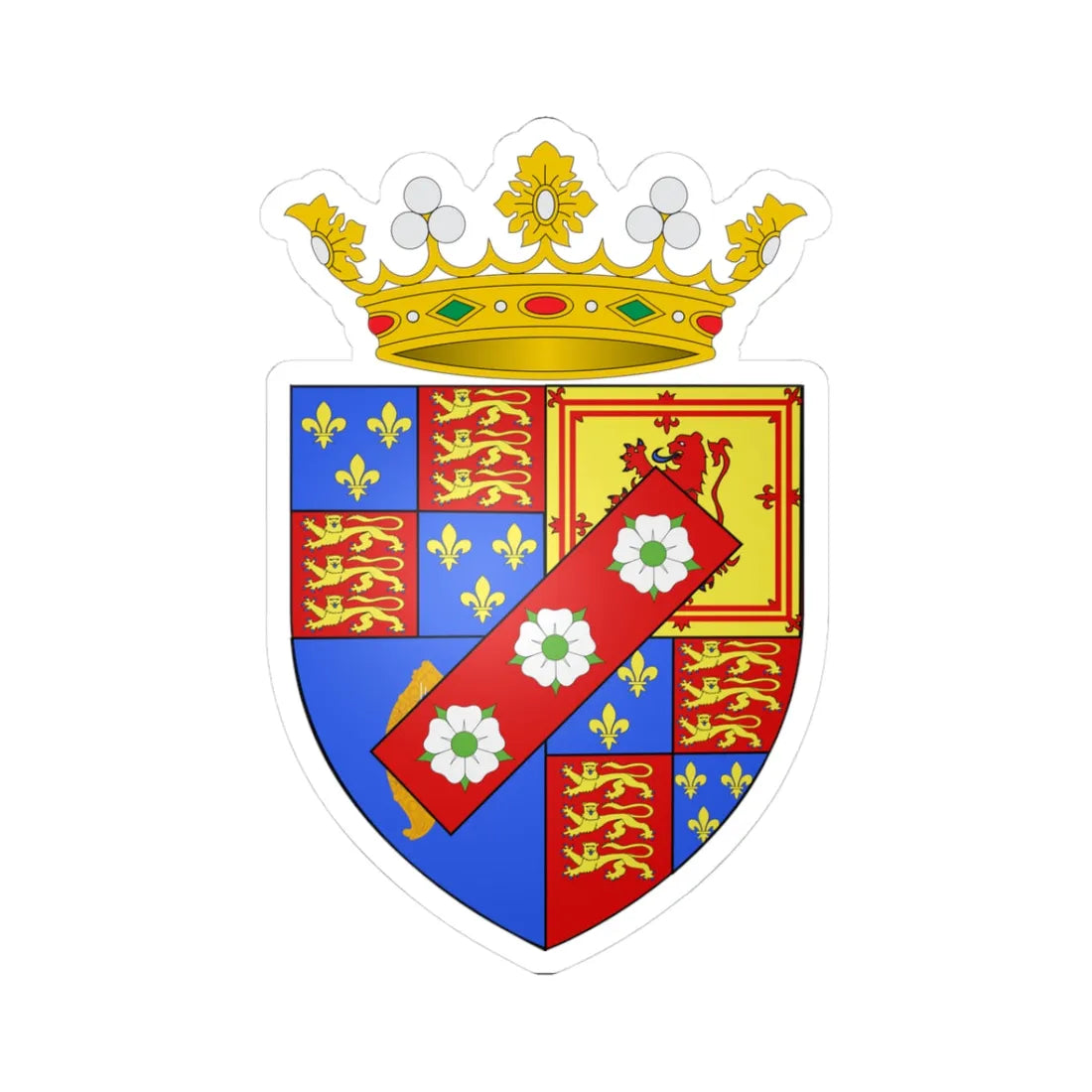 Blason Charles Ier Beauclerk Whit Crown (Spain) (Coat of Arms) STICKER Vinyl Kiss-Cut Decal 3 Inch White - The Sticker Space