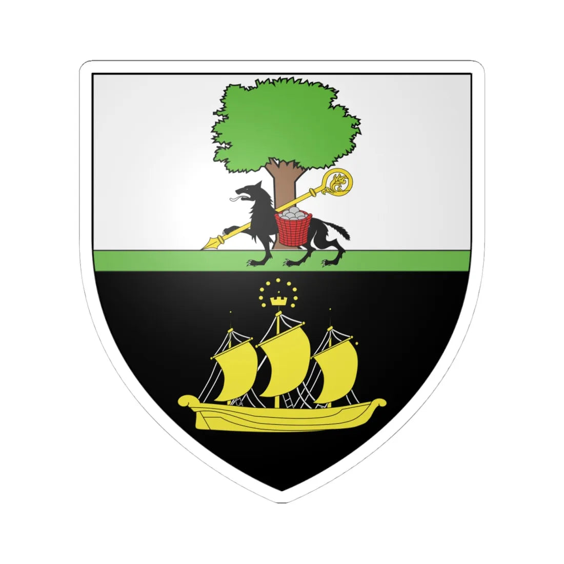 Blason commune de Wellin Belgique (Belgium) (Coat of Arms) STICKER Vinyl Kiss-Cut Decal 4 Inch White - The Sticker Space