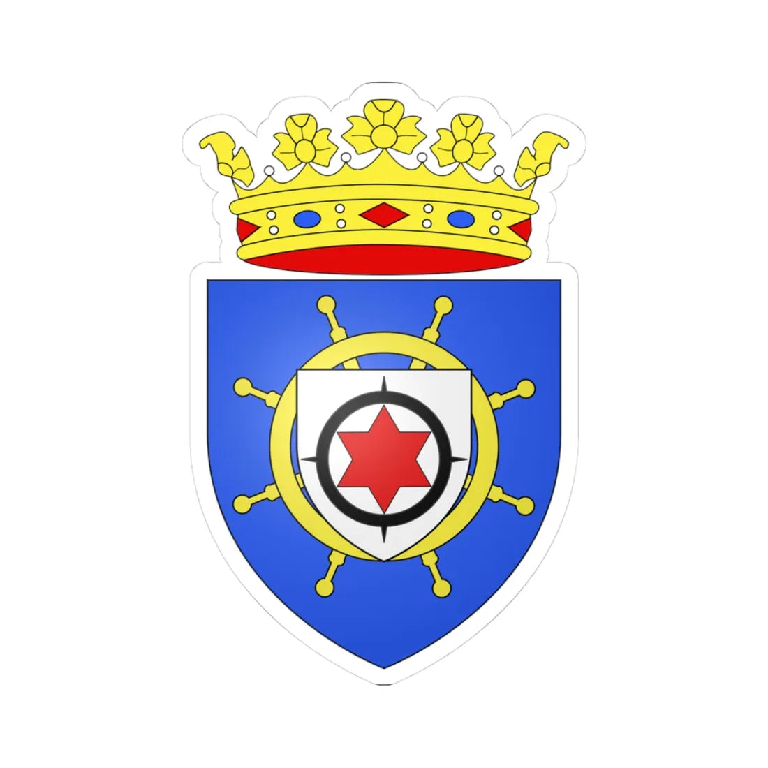 Blason de Bonaire Antilles néerlandaises (Netherlands) (Coat of Arms) STICKER Vinyl Kiss-Cut Decal 3 Inch White - The Sticker Space
