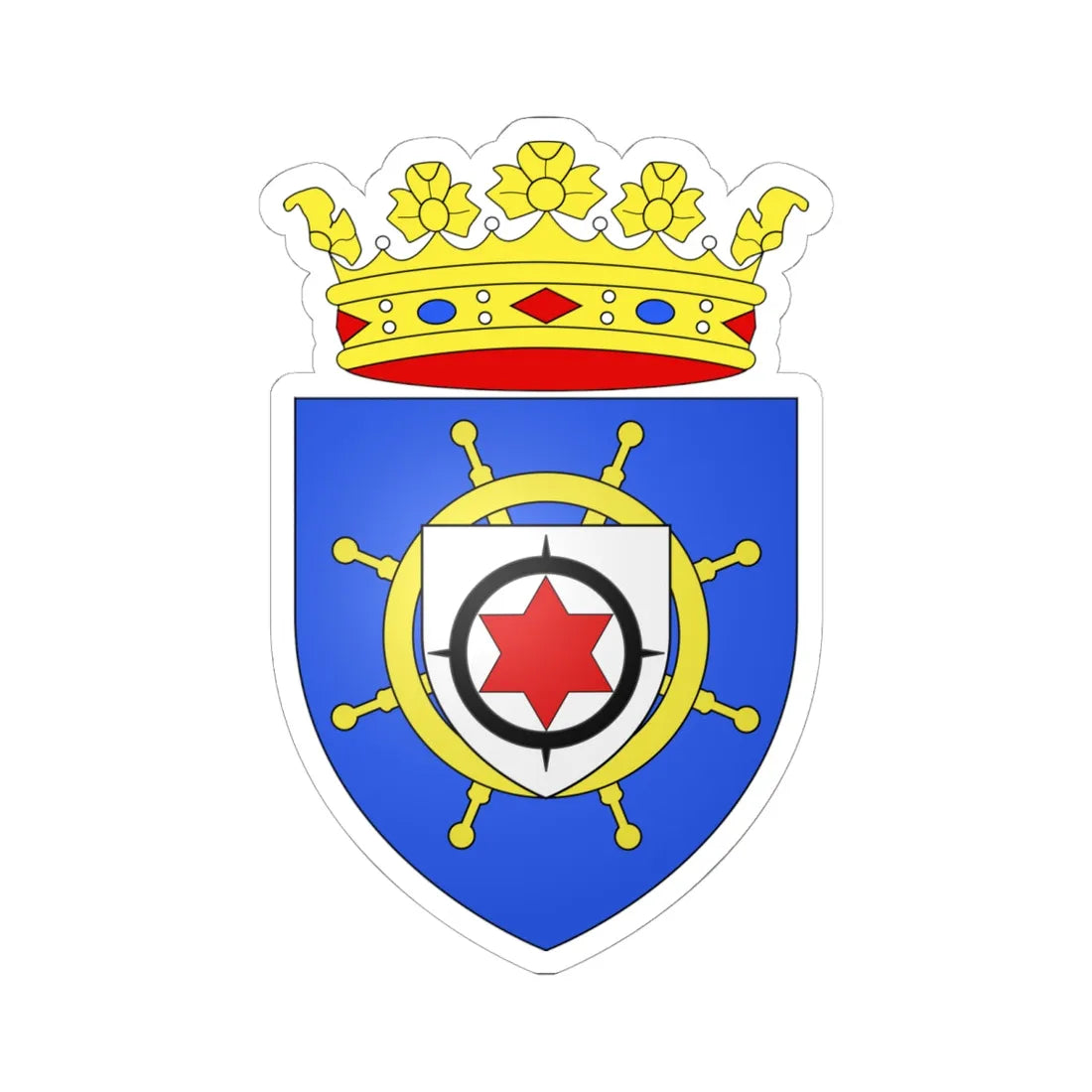 Blason de Bonaire Antilles néerlandaises (Netherlands) (Coat of Arms) STICKER Vinyl Kiss-Cut Decal 6 Inch White - The Sticker Space