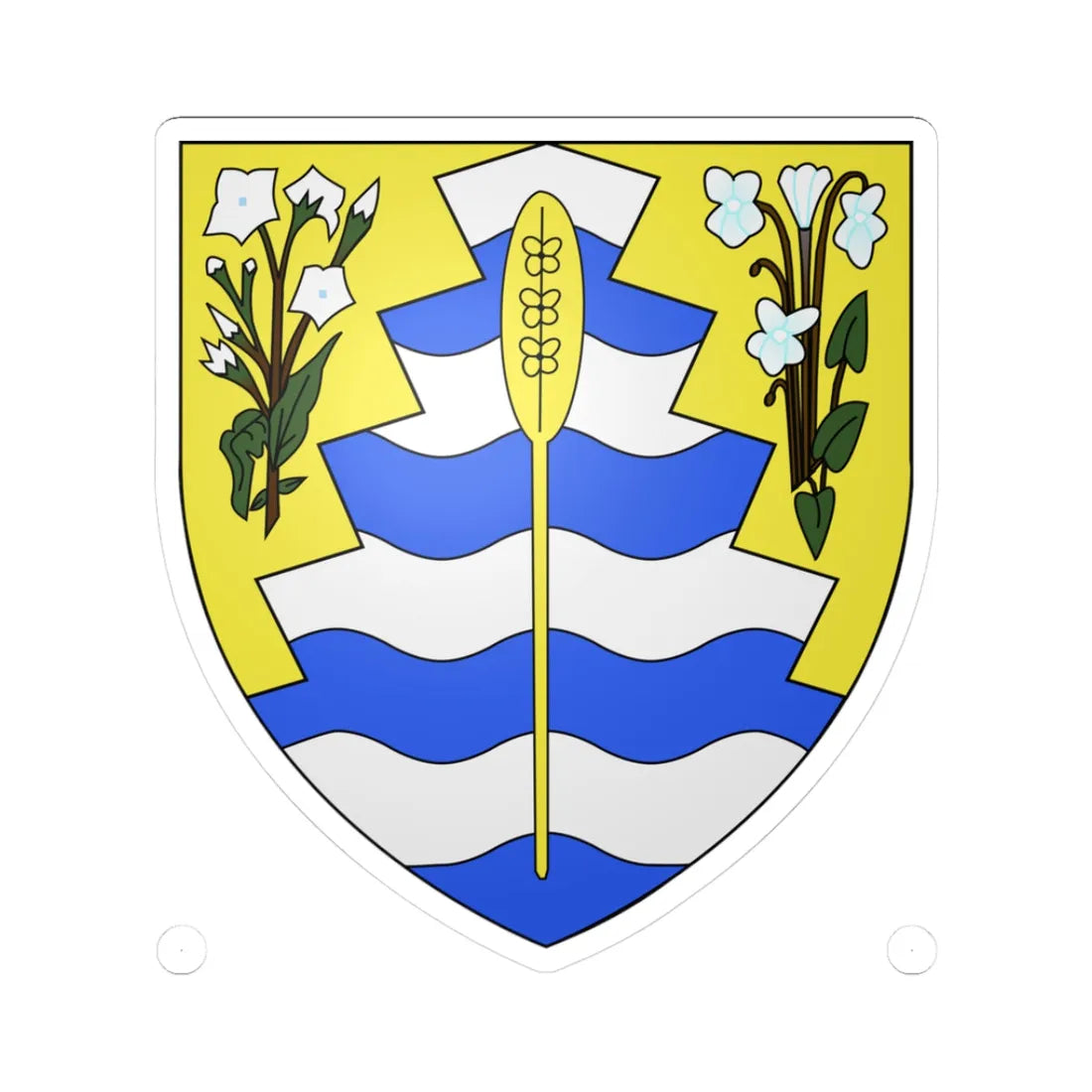 Blason de Grand-Sault Nouveau-Brunswick Canada (Canada) (Coat of Arms) STICKER Vinyl Kiss-Cut Decal 3 Inch White - The Sticker Space