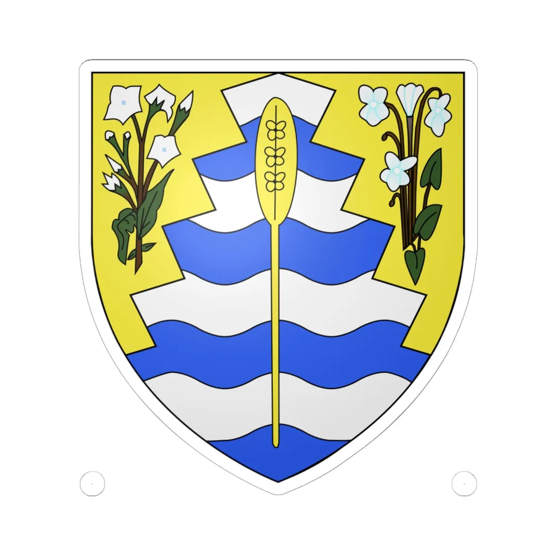 Blason de Grand-Sault Nouveau-Brunswick Canada (Canada) (Coat of Arms) STICKER Vinyl Kiss-Cut Decal 6 Inch White - The Sticker Space