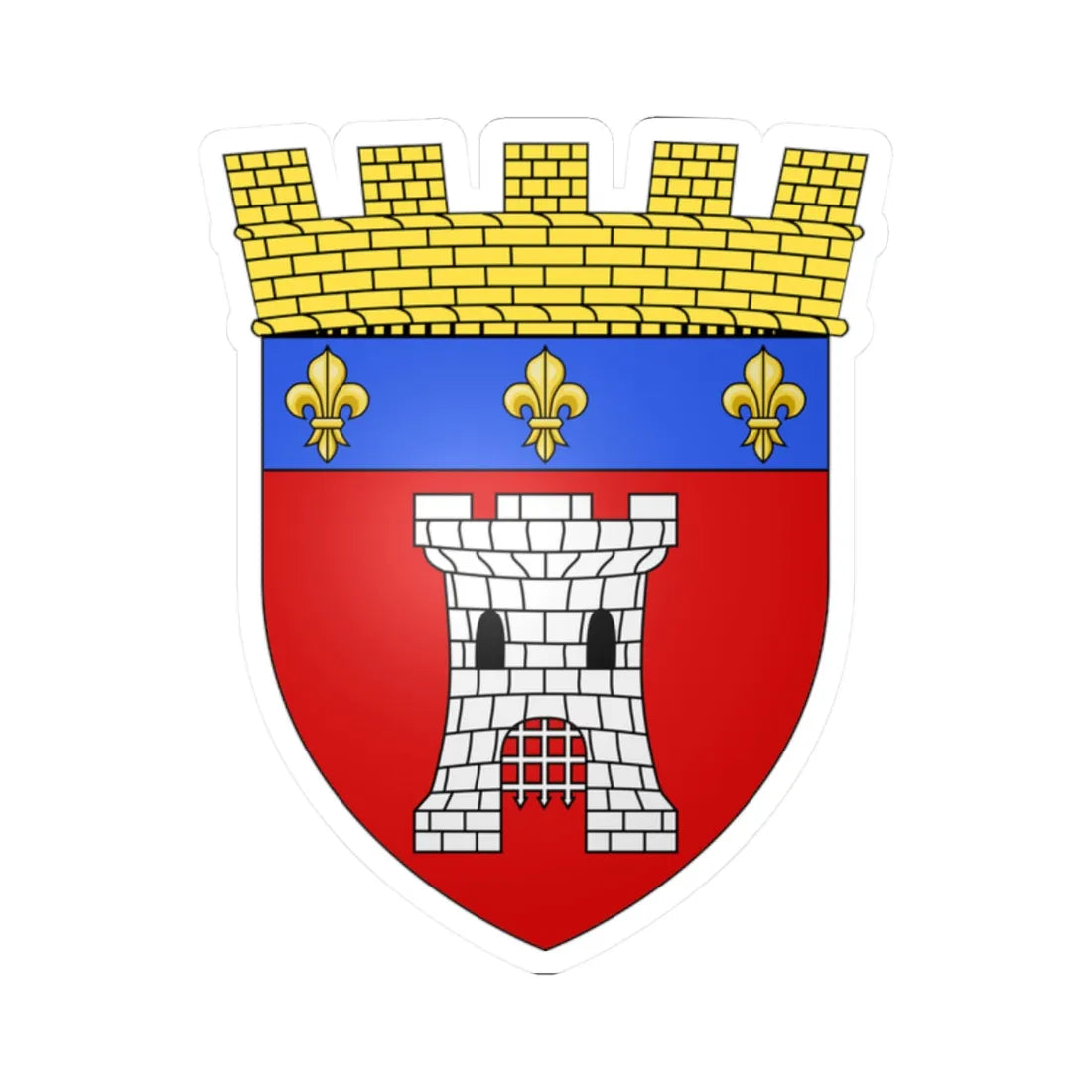 Blason de Tournai couronne murale version alternative (Belgium) (Coat of Arms) STICKER Vinyl Kiss-Cut Decal 2 Inch White - The Sticker Space