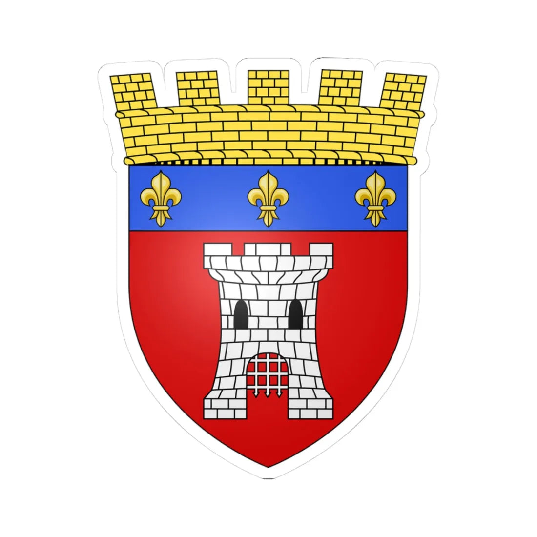 Blason de Tournai couronne murale version alternative (Belgium) (Coat of Arms) STICKER Vinyl Kiss-Cut Decal 3 Inch White - The Sticker Space