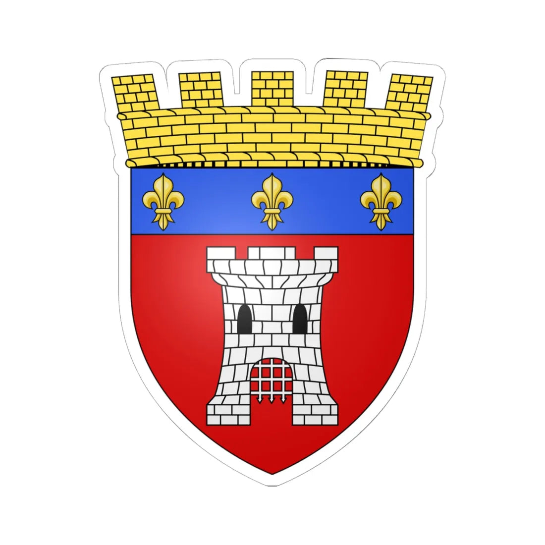 Blason de Tournai couronne murale version alternative (Belgium) (Coat of Arms) STICKER Vinyl Kiss-Cut Decal 6 Inch White - The Sticker Space