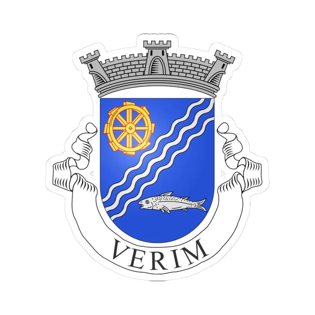 Blason de Verim Portugal (Coat of Arms) STICKER Vinyl Kiss-Cut Decal 3 Inch White - The Sticker Space