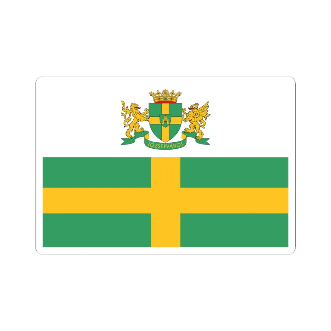 Blason-drapeau jozsefvaros (Hungary) STICKER Vinyl Kiss-Cut Decal 4 Inch White - The Sticker Space